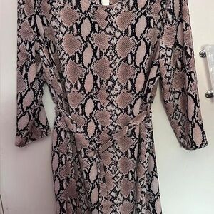 New Look Pink and Black Snake Print Long Sleeve Dress